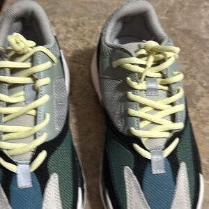 adidas Gray and Teal Sneakers with Cream Laces